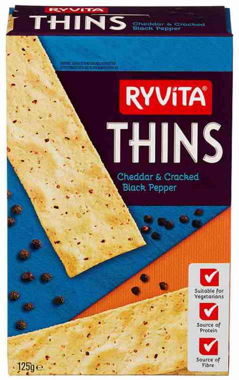 Bilde av Ryvita thins kjeks cheddar og pepper.