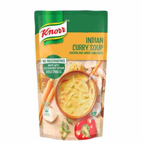 Bilde av Knorr indisk karrisuppe med kylling og grønnsaker.