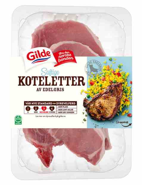 Bilde av Gilde Edelgris svinekoteletter uten svor 700 gr.