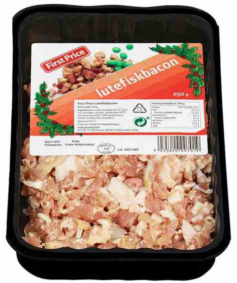 Bilde av First Price lutefiskbacon i biter.