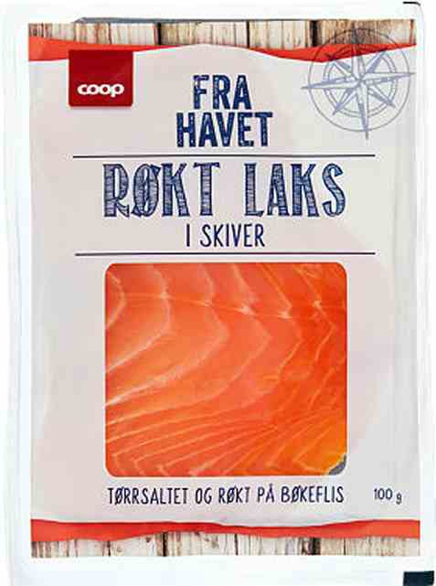 Bilde av Coop røkt laks i skiver 100g.