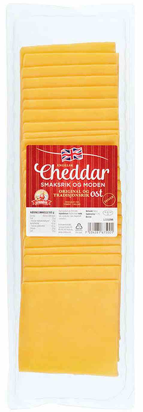 Bilde av Synnøve engelsk cheddar skivet 500gr.