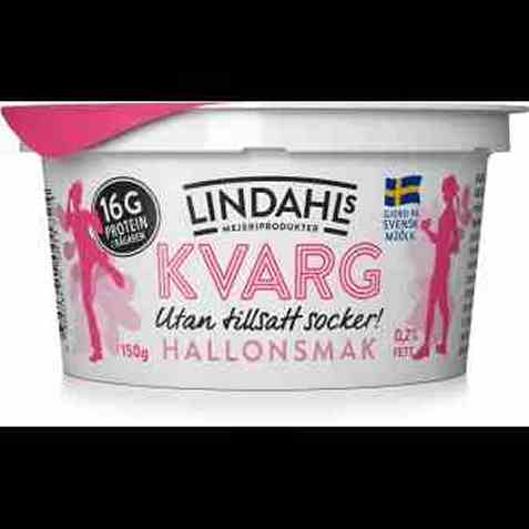 Bilde av Lindahls kvarg med bringebærsmak 150gr.