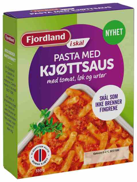 Bilde av Fjordland pasta med kjøttsaus med tomat, løk og urter.