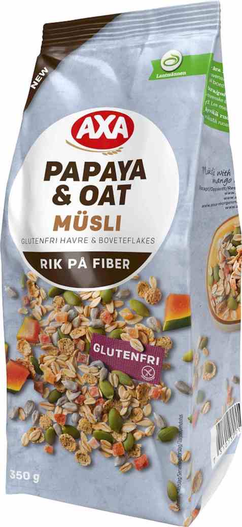 Bilde av AXA glutenfri musli papaya og havre.