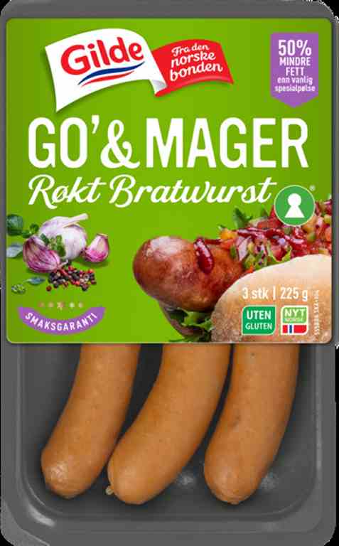Bilde av Gilde Go og Mager Røkt Bratwurst.