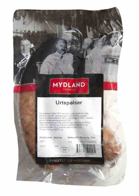 Bilde av Mydland urtepølser.