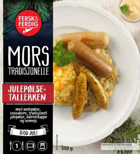 Bilde av Fersk og ferdig julepølsetallerken.