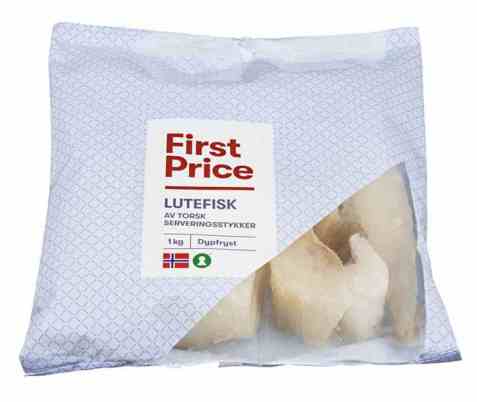 Bilde av First Price lutefisk serveringsstykker.