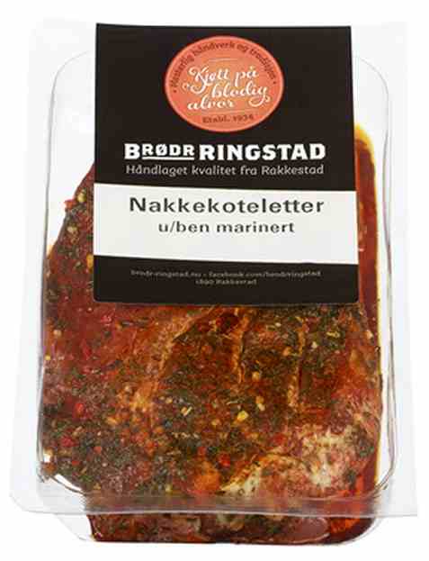Bilde av Brødrene Ringstad Nakkekoteletter uten ben marinert 300g.