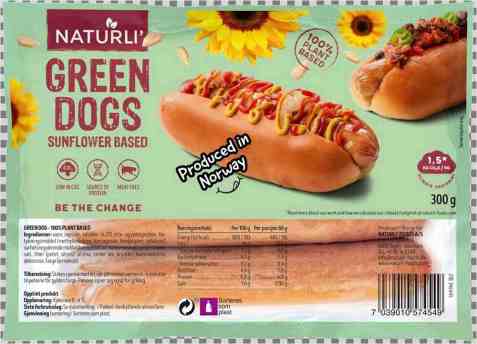 Bilde av Naturli Green Dog vegetarpølser.
