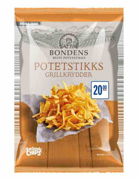 Bilde av Sørlandschips Bondens Potetstikks med grillkrydder.
