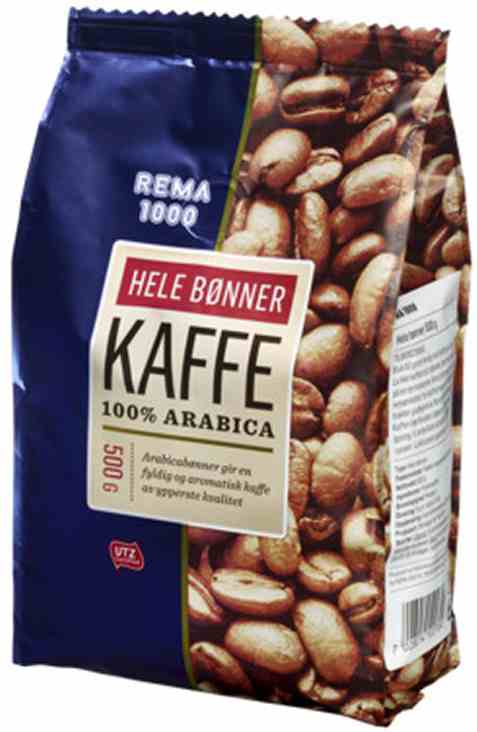 Bilde av Rema 1000 hele bønner kaffe 500g.