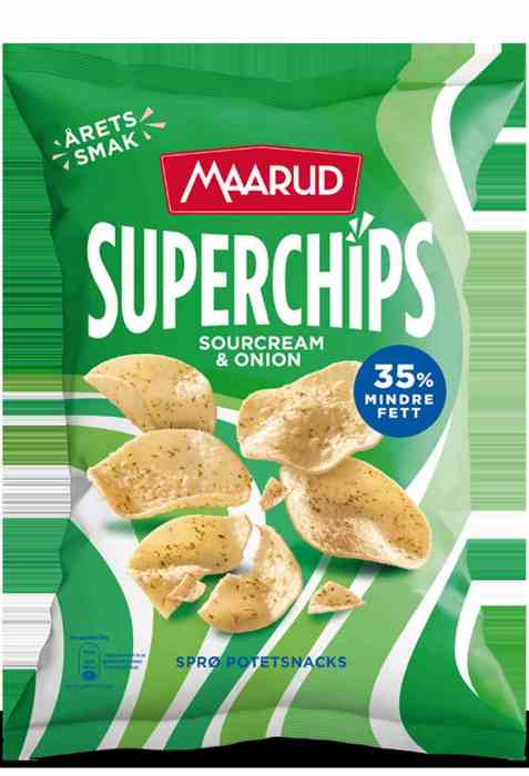 Bilde av Maarud superchips Sourcream & Onion. Bilde av Maarud superchips Sourcream & Onion.