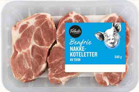 Bilde av Folkets Svin Nakkekotelett U/Ben 540g 3pk.
