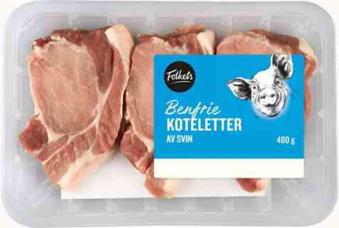 Bilde av Folkets Svinekotelett U/Ben 480g 3pk.