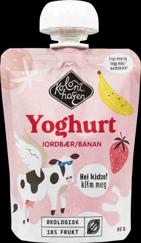 Bilde av Kolonihagen Klemmeyoghurt jordbær og banan.