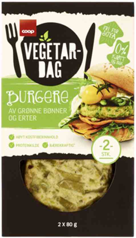 Bilde av Coop vegetardag burger bønner og erter 160g.