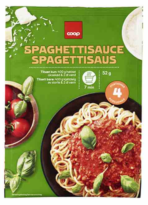 Bilde av Coop spaghettisaus tørr.