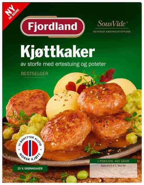 Bilde av Fjordland Kjøttkaker med ertestuing og poteter.