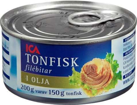 Bilde av Tunfisk, i olje, avrent, hermetisk.