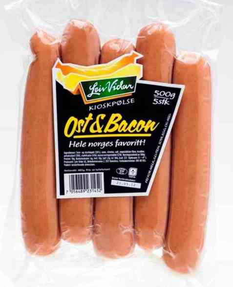 Bilde av Leiv Vidar ost og bacon grillpølse.
