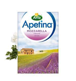 Bilde av Arla apetina Finello mozzarella i skiver.