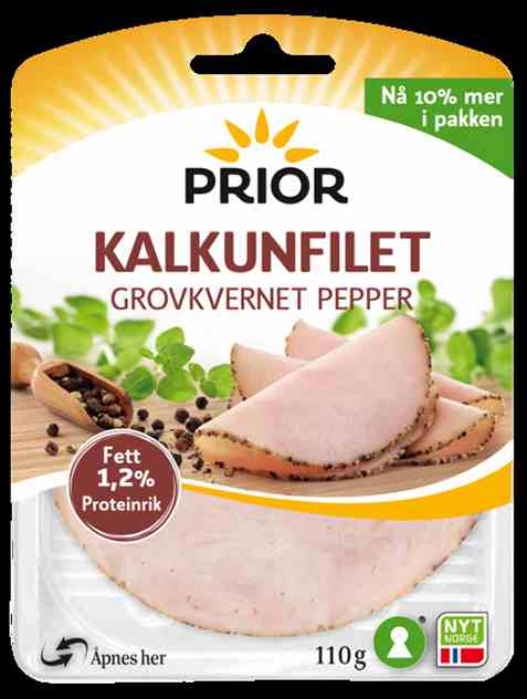 Bilde av Prior kalkunfilet grovkvernet pepper.