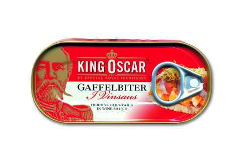 Bilde av King Oscar gaffelbiter i vinsaus.