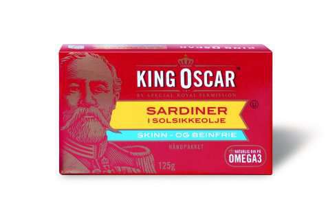 Bilde av King Oscar skinn og beinfrie sardiner i solsikkeolje.