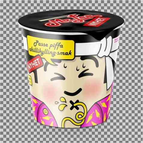 Bilde av Mr Lee kopp nudler med passe piffa chilikylling smak.