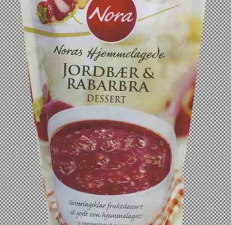 Bilde av Nora jordbær og rabarbra dessert.