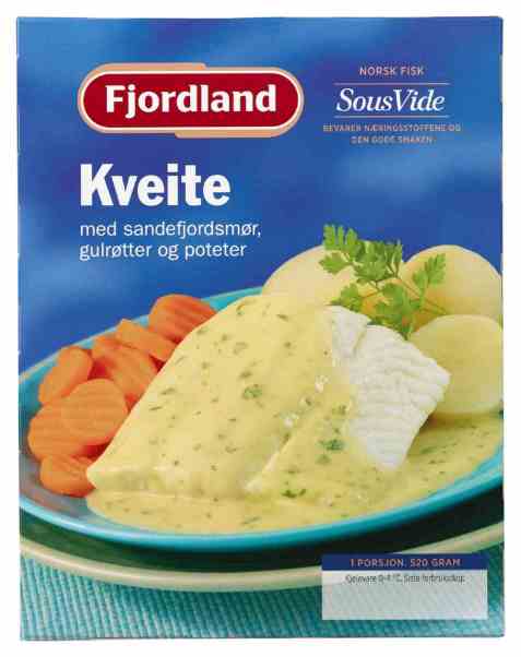 Bilde av Fjordland Kveite med Sandefjordsmør, gulrøtter og poteter.