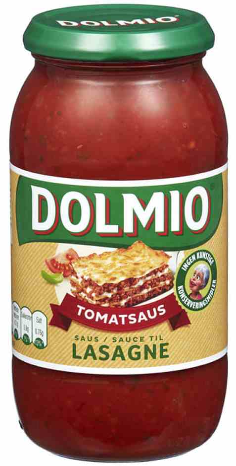 Bilde av Dolmio tomatsaus for lasagne.