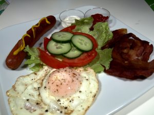 Prøv også Pølser, egg og bacon.