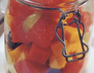 Melon- og druesalat oppskrift.