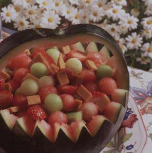 Melonsalat med brunost oppskrift.