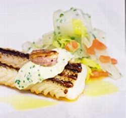 Grillmerket isgalt med råkost og aioli oppskrift.