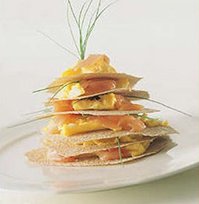 Prøv også Typisk norsk (flatbrødtårn med laks og omelett).