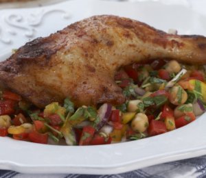Prøv også Grillede kyllinglår med kikertsalat.