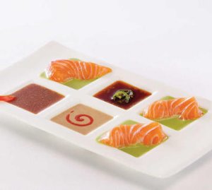 Prøv også Sashimi med to sauser.