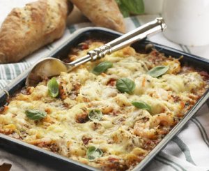 Prøv også Lasagne med sei og reker.