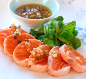 Prøv også Laks Tataki.