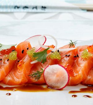 Prøv også Sashimi med laks.