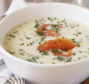 Prøv også Hvitløkssuppe med røykt laks.