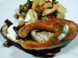 Prøv også Stekt ørret med grillet aubergine.