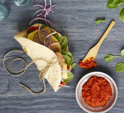 Prøv også Pitasandwich med svinebiff.