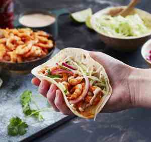 Prøv også Fish tacos med reker.
