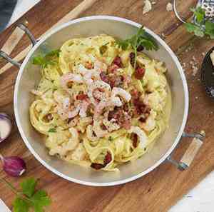 Prøv også Pasta carbonara med reker 2.