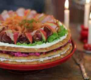 Prøv også Smørbrødkake med smak av jul.